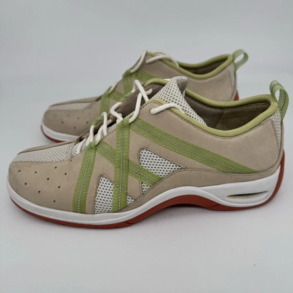 Cole‎ Haan NikeAir Sneakers Womens 5.5B Suede Tan Green D16126 Sporty Preppy